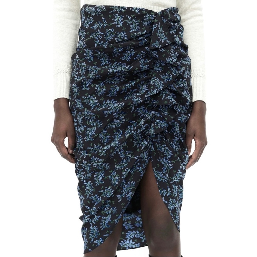 NEW VERONICA BEARD BLACK FLORAL PRINT SILK SKIRT